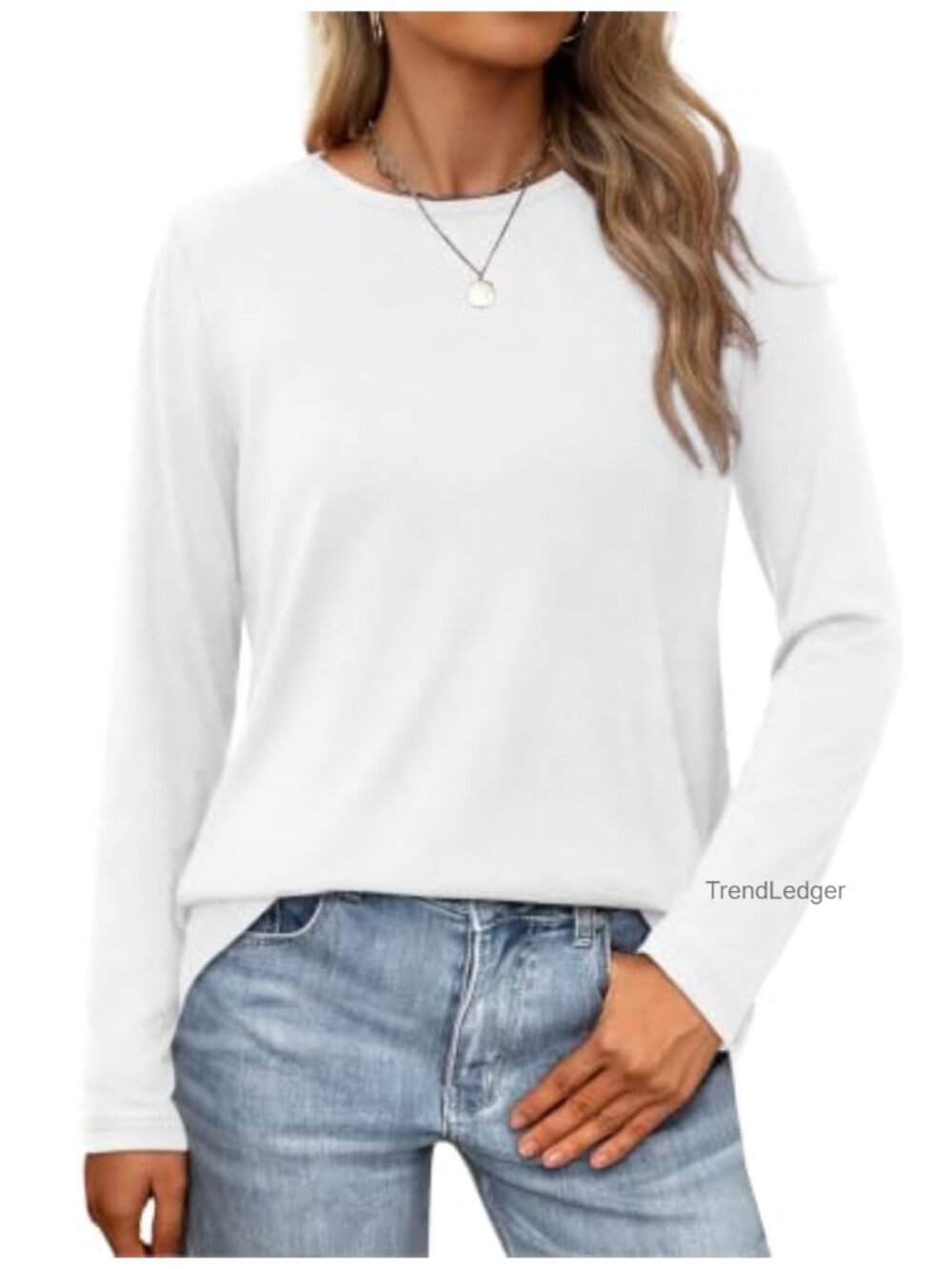 Long Sleeve Crew Neck Casual Basic Top Loose Fit Comfy Fall Tee